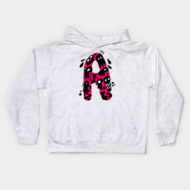 Letter A Kids Hoodie by Gunes Ozcan